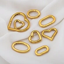 1 pieza Accesorio de joyería con cierre de resorte ovalado de acero inoxidable con forma de corazón, adecuado para conector de pulsera y collar DIY - hebilla de acero inoxidable - Ver 3