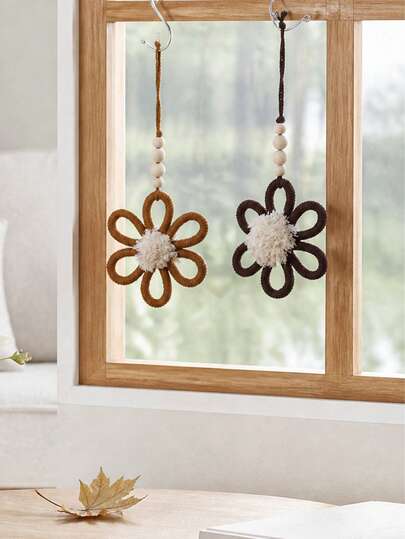 1 pieza Decoración floral tejida a mano de estilo bohemio, decoración de habitación de bebé en forma de margarita hecha a mano, móvil floral de tono neutro marrón, colgante de pared con flecos de estilo campestre, arte de pared floral de estilo bohemio, decoración del hogar bohemio, decoración de fiesta de baby shower, colgante de ventana floral minimalista, accesorio del hogar bohemio de tonos terrosos, decoración colgante floral hecha a mano, decoración floral linda para habitación de bebé, decoración floral de techo de estilo bohemio, adorno colgante con forma de flor