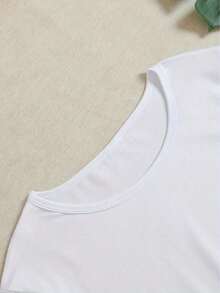 Women's Casual Short-Sleeved Graphic T-Shirts With A Loose Fit And Round Neck Design, Model LZ24102212. - Unisex 100% Cotton T-Shirt With Round Neck And Short Sleeves In An Urban Vintage Style. - 白色 - 查看 6