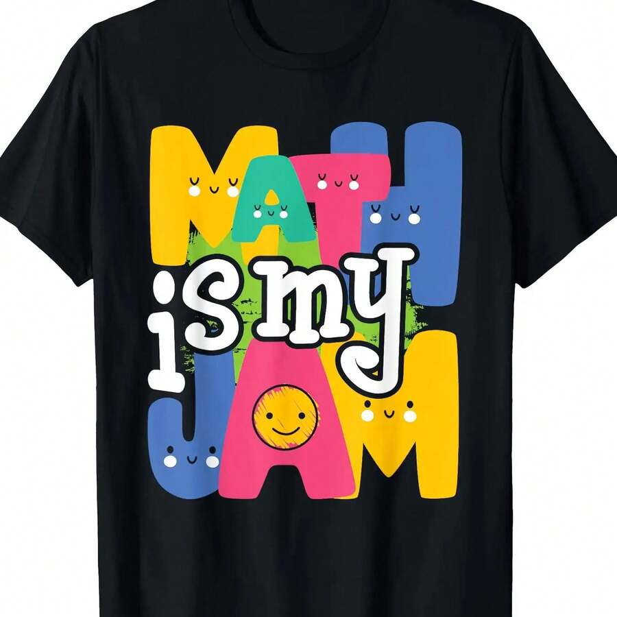 Graphic T-Shirt "Mathematics Is My Passion" fclothes Math Lovers and Teachers - clothes Soft clothesg clothes with Colclothesful Geometric Letters and - Negro - Ver 1