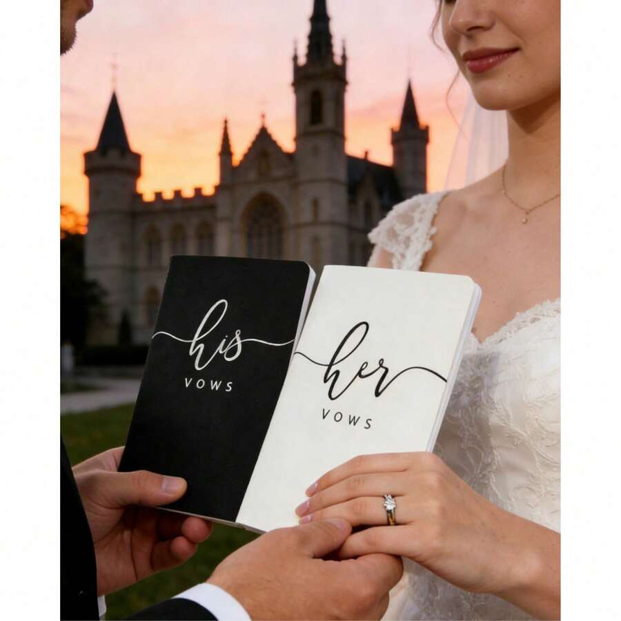 2张/套 复古西式结婚证书，浪漫欧式婚礼誓词簿，订婚合同，婚礼纪念品，周年纪念派对拍照道具，14厘米*10厘米，32页，黑白