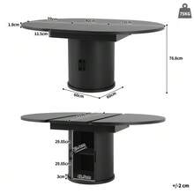 Extendable Dining Table, Dining Room Table, Kitchen Table, Balcony Table, Extendable Tabletop, Round Dining Table, Extendable To Oval, 118-158 Cm, Seats Up To 6 People, Walnut/Black - Black - View 2