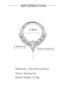 1 chiếc khuyên tai bạc 925 Sterling hình học khảm đá Moissanite cao cấp, thiết kế thời trang tinh tế, ít gây dị ứng, phù hợp cho sử dụng hàng ngày, thường ngày, hẹn hò, dự tiệc, đám cưới, Ngày của Mẹ, quà tặng ngày lễ. - Bạc - Xem 9