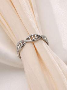 1pc Unique DNA Double Helix Open Ring, 18K Gold Plated Open Band Ring, Niche Design Accessory, Street Style Gift - Multicolor - View 4