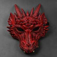 成人中世纪奇幻龙半脸面具角色扮演面具龙头面具节日派对万圣节3D动物半脸面具 - 查看 8