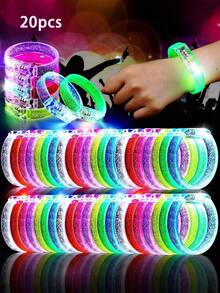 40/20/10/1 LED Light-Up Bracelets, Glow In The Dark, Acrylic Material, Suitable For Bar, Wedding, Party, Carnival, Concert And Other Occasions Party Supplies, Birthday Gift - Wide Bracelet - View 9