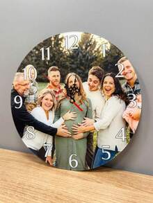 Customized Wooden Round Photo Wall Clock. Photos Can Be Customized. Creative DIY Digital Wall Clock, 8-Inch, 10-Inch Or 12-Inch Personalized Acrylic Wall Clock, Accurate And Reliable Timing. Mother's Day Gift, Personalized Family Gift, Silent Wall Clock For Mom And Grandma - Multicolor - View 14