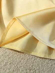 ajustada con cuello drapeado y espalda descubierta para mujer, primavera/verano - Amarillo - Ver 6