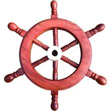 Ship Wheel 6 Wood And Brass Nautical Decor Handmade Captains Steering Personalized Ship's Wheel Vintage Maritime Gifts Home Office Wall - 棕色 + 6英吋長 x 0.5英吋寬 - 查看 1