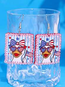 1 Pair Creative & Funny Unique Delicate Cute Cartoon Bow Tie Big Goose Acrylic Dangle Earrings, Suitable For Women's Daily Outfit, Holiday Party Jewelry - Multicolor - View 3