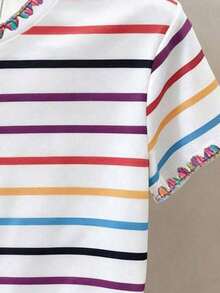 Camiseta casual de mujer de unicolor con cuello redondo, versátil para el verano - Multicolor - Ver 3
