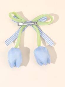 2 chiếc kẹp tóc hình hoa tulip cho bé gái, kẹp tóc nơ hoa kiểu thiên nhiên thanh lịch, kẹp cá sấu cho trang phục mùa xuân hè và trang phục thường ngày, kẹp tóc đáng yêu, phụ kiện tóc dễ thương cho tuổi teen. - Màu xanh nhạt - Xem 4