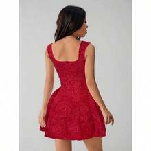 PETITE Women's Sleeveless Solid Color White Summer Midi Dress, Simple & Casual For Everyday Wear,Rave Outfits Festival,Summer Dresses For Women,White Dresses For Women - 紅色 - 查看 2