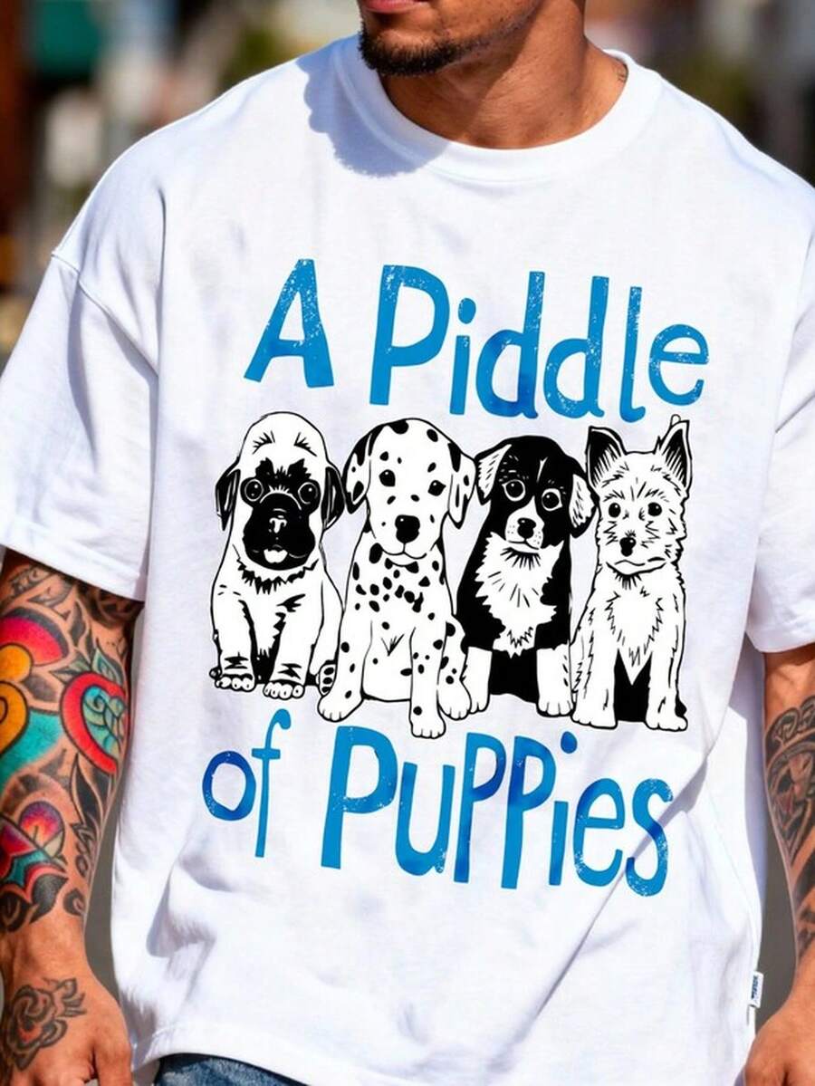 A1 Piddle Of Puppies Dog Breeds Graphic T1EE, UniS1ex Cotton Puppover S1Hirt
