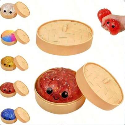 Sequin Dumpling Squishy Box, Cute Bun Shaped Toy Suitable For Adults And Teenagers, Easter Egg Filler, Stress Relief Sensory Ball, Stress Relief Finger Toy, Christmas Stocking Stuffer, Mystery Gift Box [Random Expression, Size Based On Actual Item, Order With Caution If Concerned][Colorful Item Is Red]