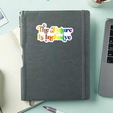 1PC Inclusive Future Quote Vinyl Sticker, Durable Colorful Rainbow Text Decal With Positive Message Design For Laptop, Water Bottle, Journal, Notebook, Planner, Phone Case And Tumbler Decor - Multicolor - View 4