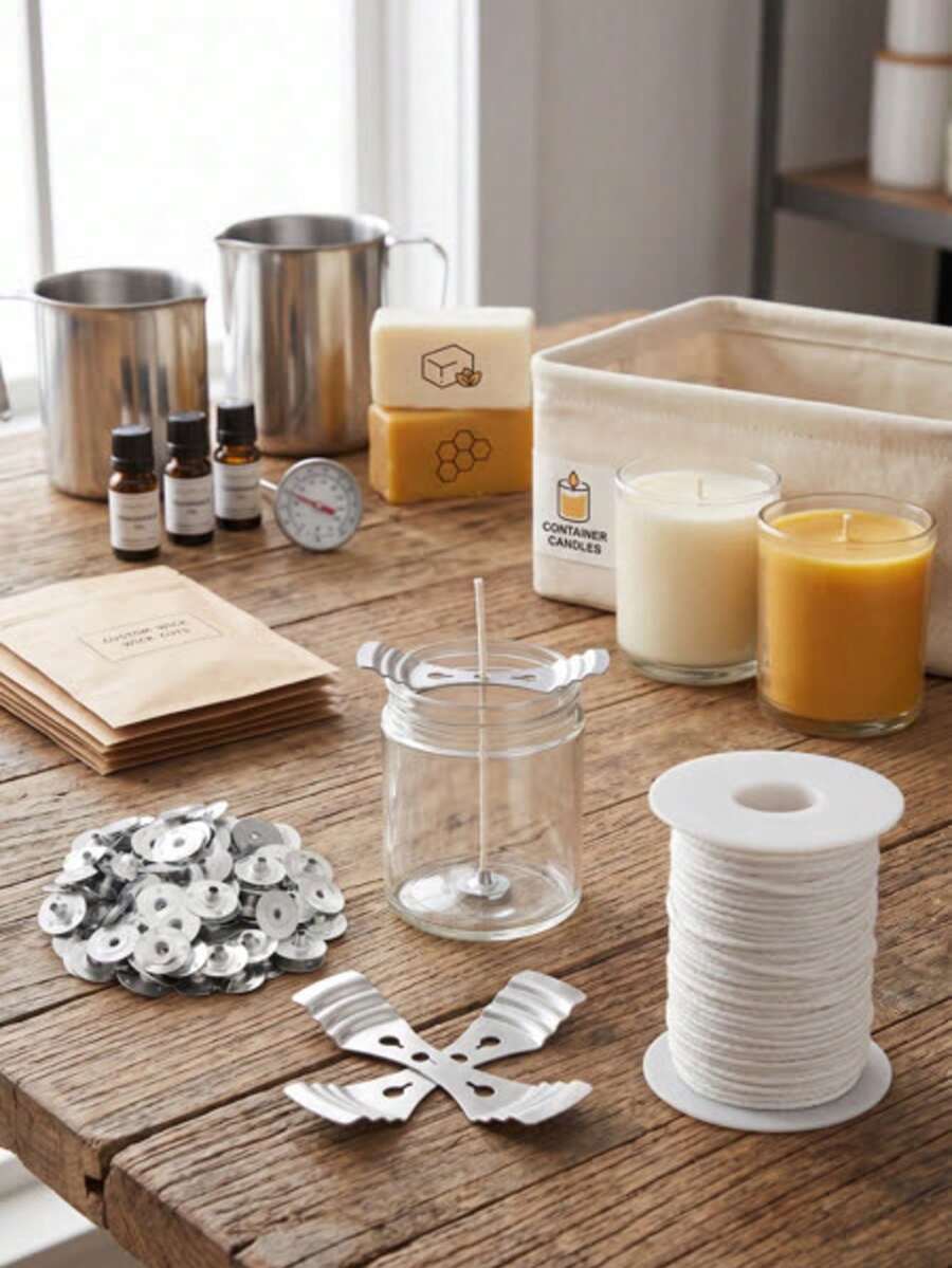 102/2pcs Candle Making Kit, Metal Wick Base And Wick Centering Tool, Suitable For Soy Wax, Beeswax Container Candles, Pillar Candles, Taper Candles DIY Handmade Materials, Halloween Christmas Home Craft Projects - Candle Accessories - View 1