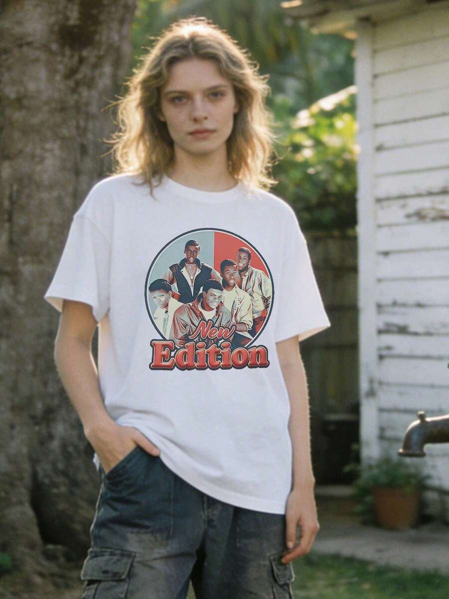 Women's Summer Clothing, Soft And Casual Cotton T-Shirt With Round Neck, Retro Idol Style, New Edition With Letter Print. White. - 白色 - 查看 1