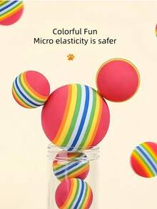 4/9/12pcs, EVA Foam Rainbow Balls, Elastic Balls, Silent Rainbow Balls, Pet Toys, Dog Balls, Bite Resistant Cat Balls, Indoor Self Fun Toys, Cat Toys, Interactive Training Balls For Kittens - Multicolor - View 2