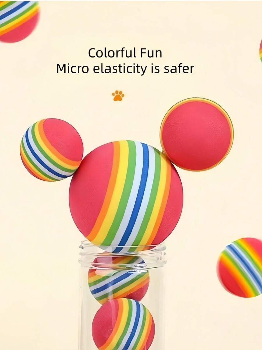 4/9/12pcs, EVA Foam Rainbow Balls, Elastic Balls, Silent Rainbow Balls, Pet Toys, Dog Balls, Bite Resistant Cat Balls, Indoor Self Fun Toys, Cat Toys, Interactive Training Balls For Kittens