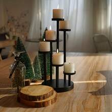 1pc Elegant 6-Pillar Candle Holder - Sophisticated Black Candle Holder, Suitable For Centerpiece Decoration, Wedding, Party, Dining Table And Fireplace - one-size - View 2
