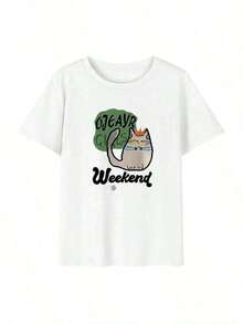 Graphic Short-Sleeve T-Shirt, Casual T-Shirts For Women, Cotton T-Shirts, Summer Tops For Women, Fun Print T-Shirts For Women, Soft And Comfortable T-Shirts For Everyday Wear, Daily Gift, T-Shirt. Summer Top For Women. - 白色 - 查看 4