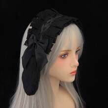 Kẹp tóc hình thỏ bông tai cụp, nơ ruy băng, phụ kiện tóc Lolita Cosplay dành cho nữ và bé gái, kiểu hầu gái. - Nhiều màu - Xem 17