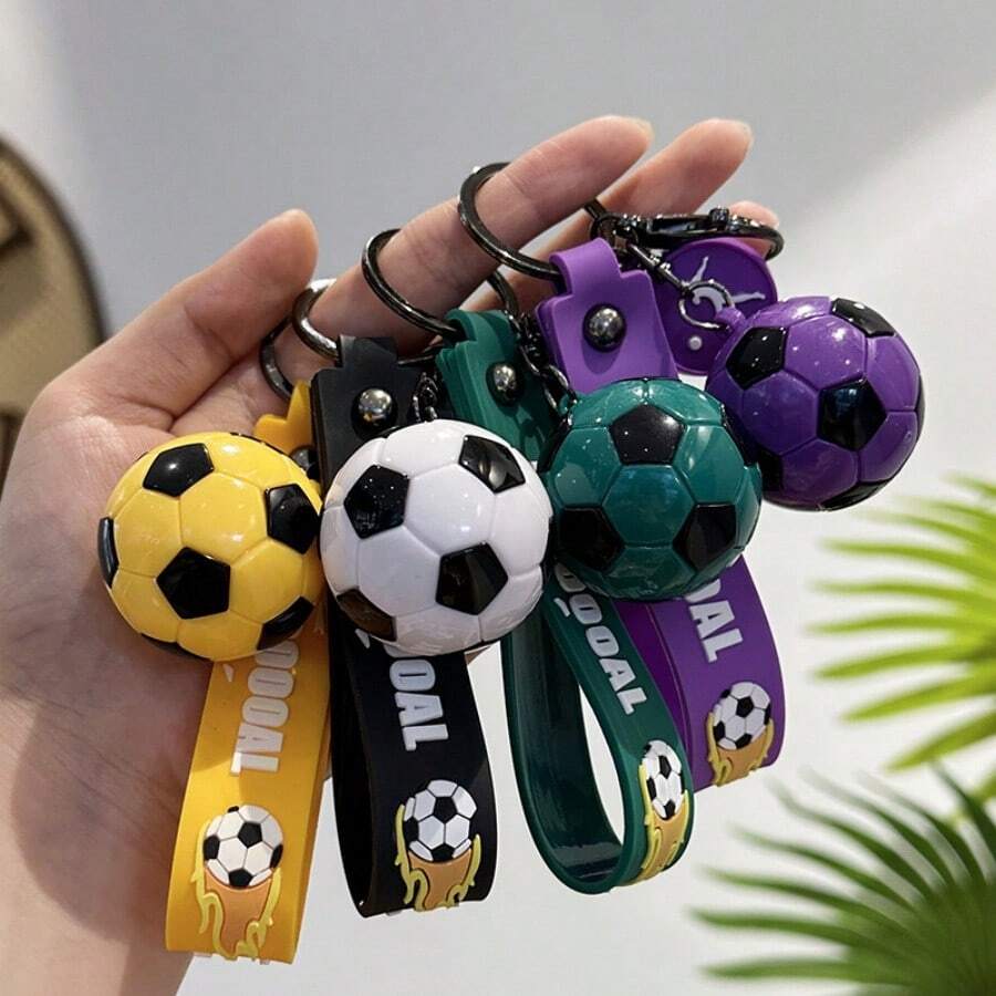 2个创意仿真迷你足球钥匙扣纪念品，钥匙扣背包挂件 - 彩色 - 查看 1