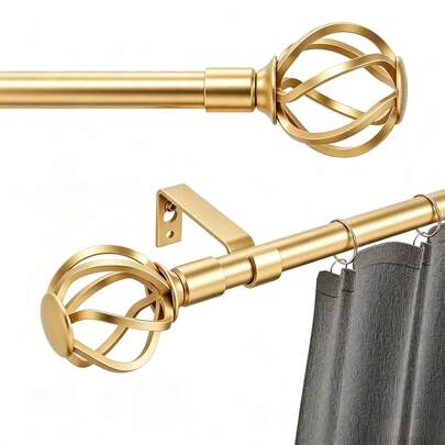 1 Set de Barra de Cortina Ajustable de Uso Pesado, se ajusta a ventanas de 28-158 pulgadas, con acabado decorativo de jaula retorcida, barra de cortina negra con soportes, adecuada para ventanas y cortinas de ducha, decoración del hogar, cortinas de dormitorio, barra de cortina de 5/8" de diámetro