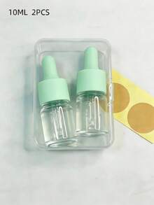 2 piezas Juego de cajas de almacenamiento portátiles con botellas de gotero de vidrio vacías de 10 ml, tapas de colores, botellas transparentes rellenables para aceites esenciales, herramienta de aromaterapia para viajes - transparente - Ver 8