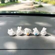 5pcs Cute Mini Rabbit Micro Landscape Decor, Creative Car Interior Ornament, Desktop Decoration, DIY Office Accessory - Bunny - View 7