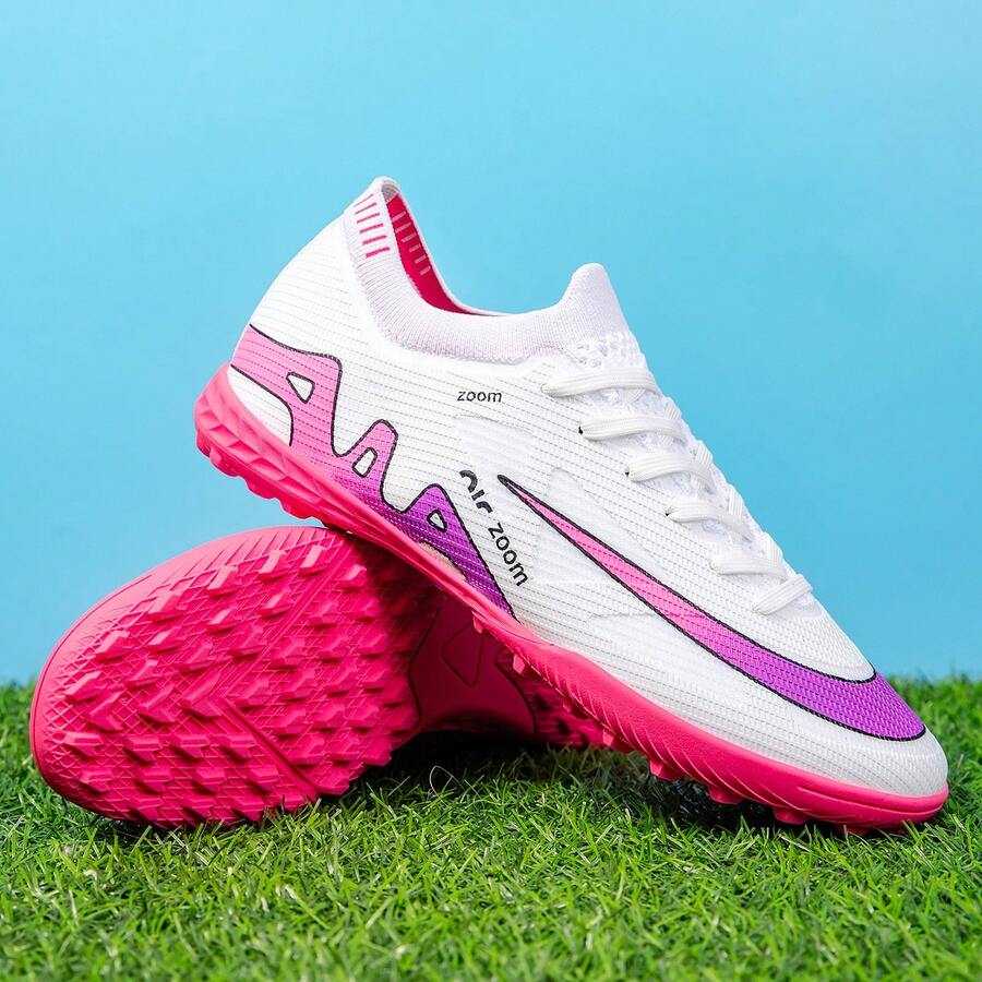 Hidkat Adult Men's Touch-Enhanced Soccer Shoes, Soft Sole, Improved Ball Control, Lightweight Design, Suitable For Artificial Turf Training And Matches - Hot Pink - View 1