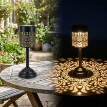 1pc Solar Mandala Peony LED Table Lamp, IP44 Waterproof Metal Outdoor Garden Pathway Decor Light - Multiple Specifications - View 10