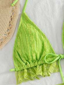 Swim Mod Set de 3 piezas de ropa de baño de verano para mujer - Verde lima - Ver 3