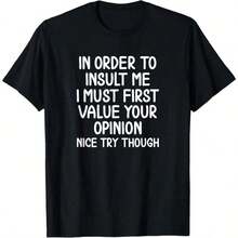Impala Camiseta Gráfica Divertida de Talla Grande para Hombre, Camiseta con la Frase 'Para Insultarme'.Camiseta sarcástica con chiste, de tela suave, transpirable y cómoda, de manga corta, perfecta para el verano. - Negro - Ver 1