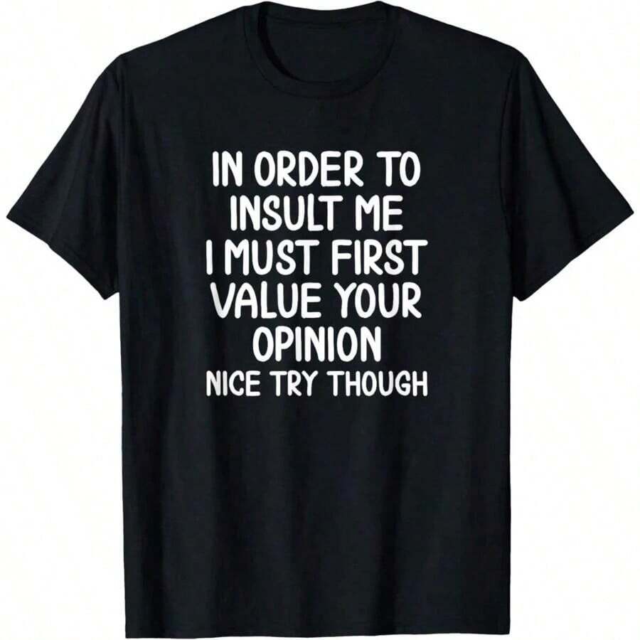 Impala Camiseta Gráfica Divertida de Talla Grande para Hombre, Camiseta con la Frase 'Para Insultarme'.Camiseta sarcástica con chiste, de tela suave, transpirable y cómoda, de manga corta, perfecta para el verano. - Negro - Ver 1