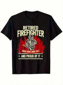 Camiseta de un bombero retirado diseñada para hombres, adecuada para actividades al aire libre en todas las estaciones, lista para usar. - Negro - Ver 6