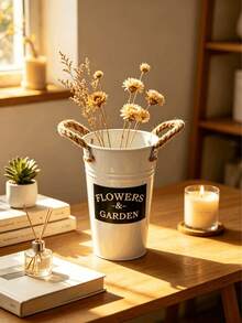 1/3/5 Stücke klassischer Metalleimer mit Griff, minimalistischer Stil, vielseitig, Umarmungseimer, geeignet für Partygeschenke, Blumen, Garten, getrocknete Blumen, Vase für frische Blumen, Blumeneimer für Heimdekoration, Blumen nicht enthalten - Weiß mit Griff - Übersicht 9