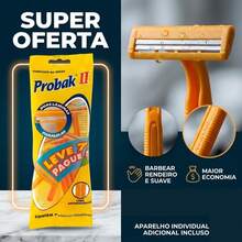 Probak II Barbeador Descartável com 7 unidades - Amarelo - Visão 3