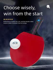 A 5-Star Table Tennis Racket, Single Set, Including Six Three-Star Table Tennis Balls, High Elasticity For Professional Training And Competition, Seven Layer Solid Wood Bottom Plate, Finished Racket With Box, Club Sports Equipment - Multicolor - View 2