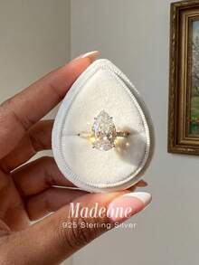 MADEONE 1 pieza Anillo de plata de ley 925 con forma de lágrima, anillo de mujer de estilo europeo exquisito, delicado y único, adecuado para bailes, reuniones y fiestas, un excelente regalo - Anillo de diamantes de 4 quilates en forma de lágrima - Ver 5