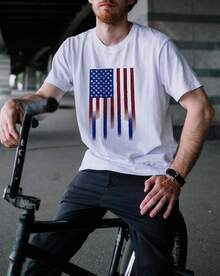 playera de manga corta con bandera, Blanco, XXXLshort-sleeve T-shirt / short-sleeve tee - Blanco - Ver 3