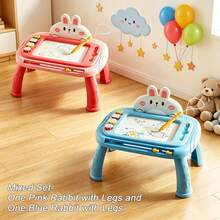 1pc Children's Magnetic Drawing Board, 4-Color Partitioned Doodle Board, Small Drawing Toy With Anti-Throw Rope Design - Multicolor - View 17