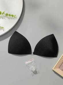 女士隐形聚拢文胸，无肩带粘性文胸，带可拆卸肩带，适合露背连衣裙 - 黑色 - 查看 10