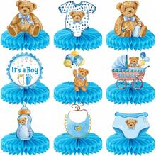 9 chiếc tổ ong giấy trang trí trung tâm bàn tiệc, trang trí bàn tiệc cho nam giới, đồ dùng tiệc chủ đề gấu xanh, trang trí trung tâm bàn tiệc chủ đề gấu, vật trang trí bàn tiệc tiết lộ giới tính. - Nhiều màu - Xem 3