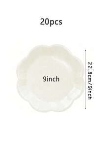 20Pcs White Scalloped Paper Plates, 7/9 Inch White Petals Paper Plates, 9 Inch Lace Floral Dinner Plates & 7 Inch Cream Dessert Plates, Elegant Tableware For Wedding, Birthday & Party Table Decorations - Multiple Styles - View 9