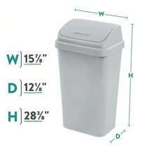 Kitchen Trash Can, 13 Gallon Plastic Garbage Bin With Swing Top Lid, Light Gray - gray - View 2