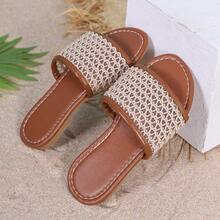 Summer Essential Woven Sandals For Kids, Breathable Flat-Sole Versatile Outdoor Slippers - Brown - View 8