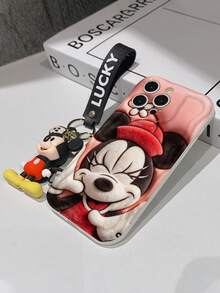 Disney Mickey Mouse Clubhouse Phone Case : 3D Fluffy Pattern Border Protector Phone Soft Phone Case With A Free Cute Mickey Bracelet Chain Lanyard, Mickey, Minnie, Goofy, Donald Duck, Daisy Duck, Pluto, For Apple 17 Promax 17 Pro 16 15 14 13 12 11 Pro Max XS Max X XR Soft Cover Summer Phone Case - trắng - Xem 7