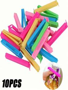 1/10/20/30pcs Food Bag Clips, Portable Food Freshness And Sealing Clips, Moisture-Proof And Dust-Proof, Suitable For Various Plastic Bags And Snack Bags, Kitchen Storage And Organization, Kitchen Accessories, Kitchen Tools, Suitable For Bedroom, Travel, Office, School And Other Places. - Multicolor - View 5